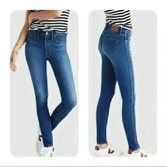 Madewell Jeans Women’s 24 Dark Wash 9” Mid Rise Skinny Slimming Stretchy NWT - Picture 1 of 11